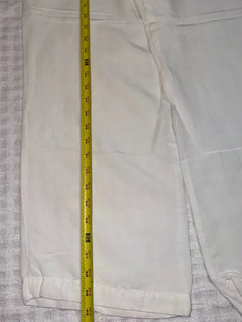 H&M White Linen Blend Wide Leg Pants Size 8